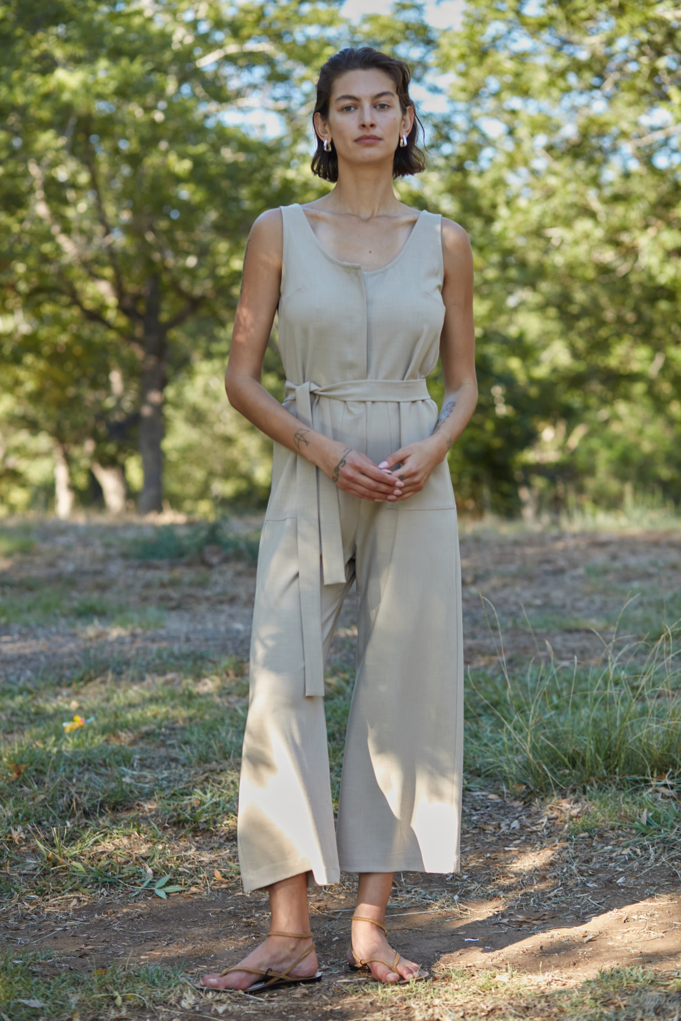 hot long jumpsuit beige