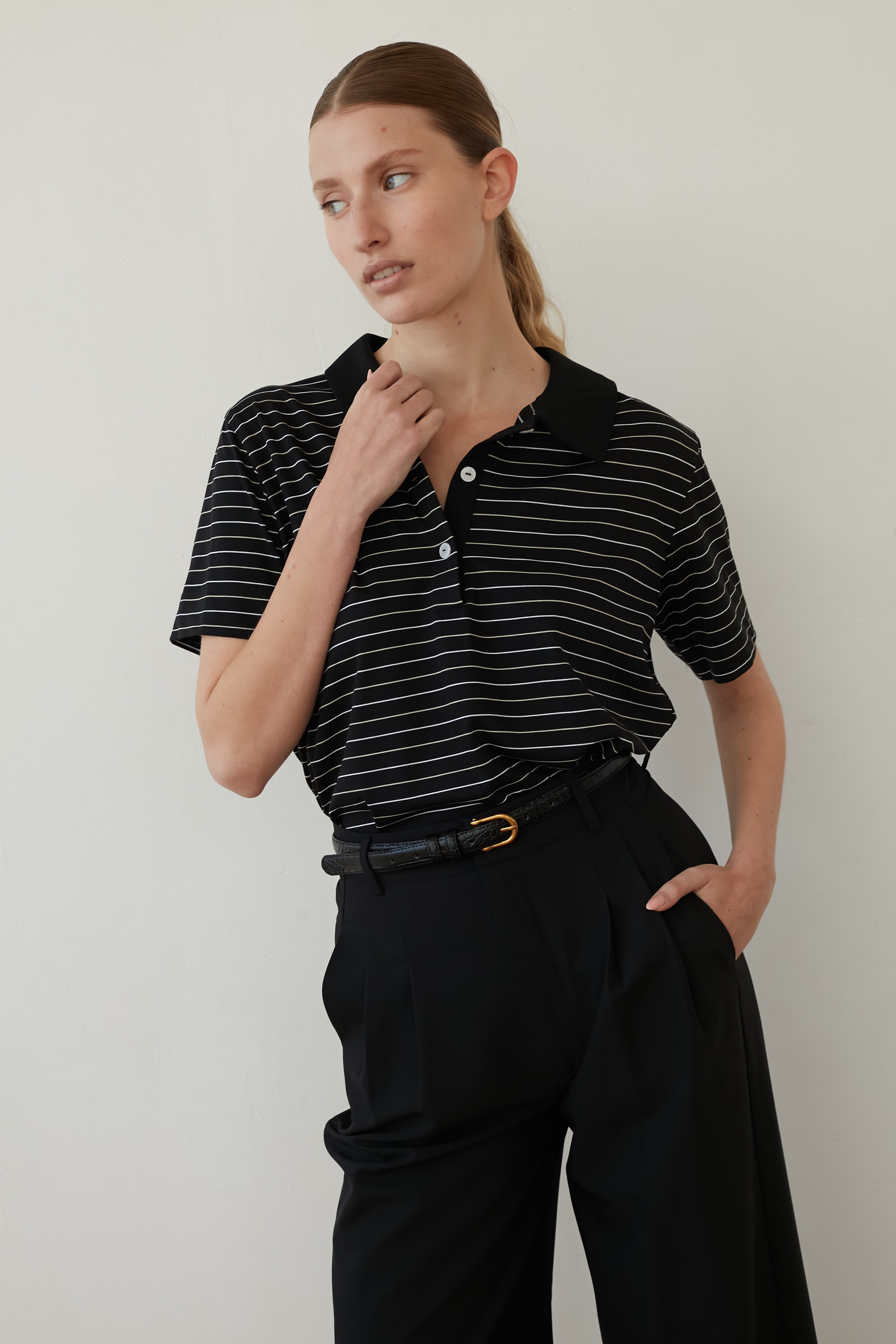 polo stripes t shirt black
