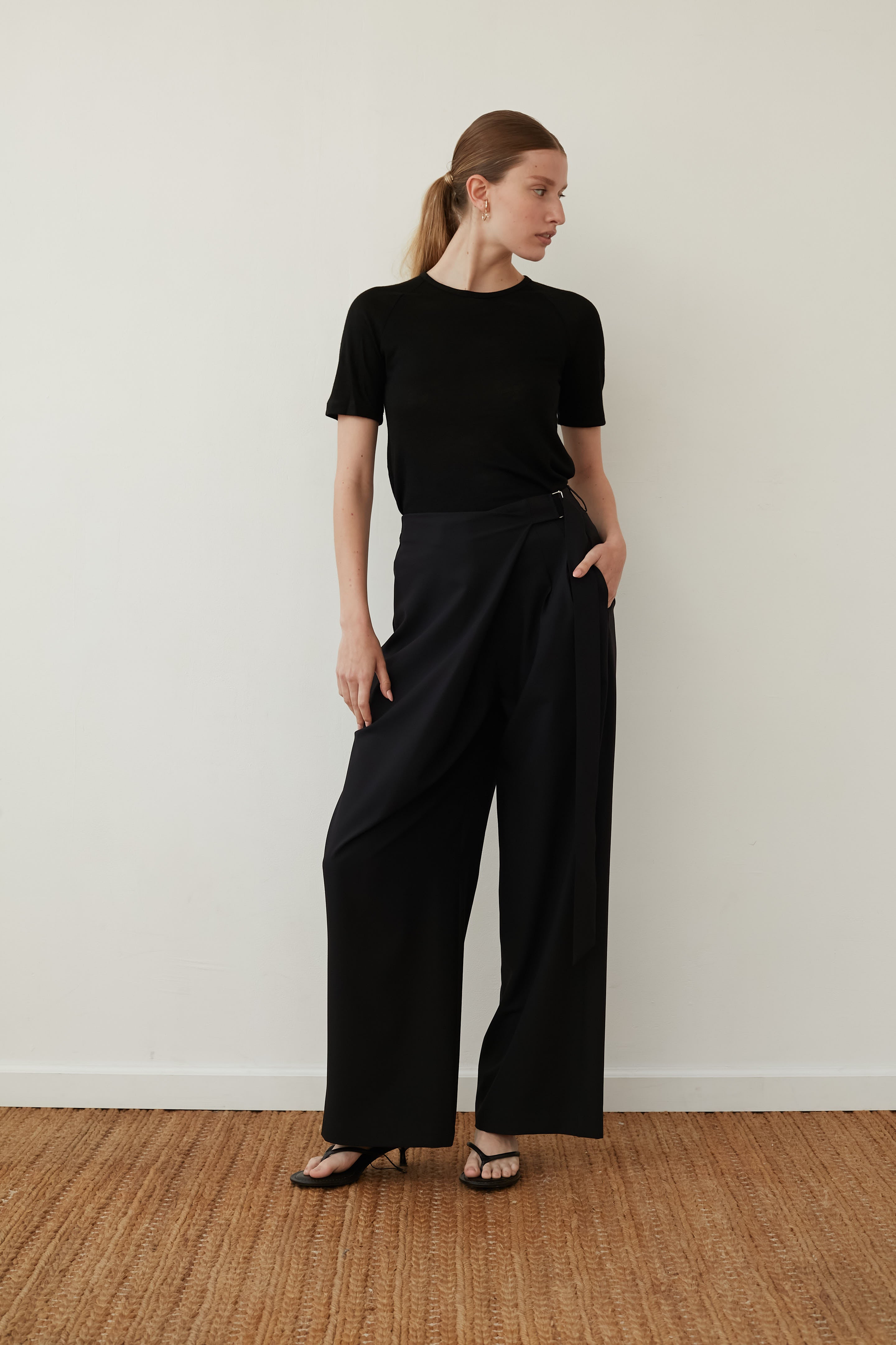 wrap pants black