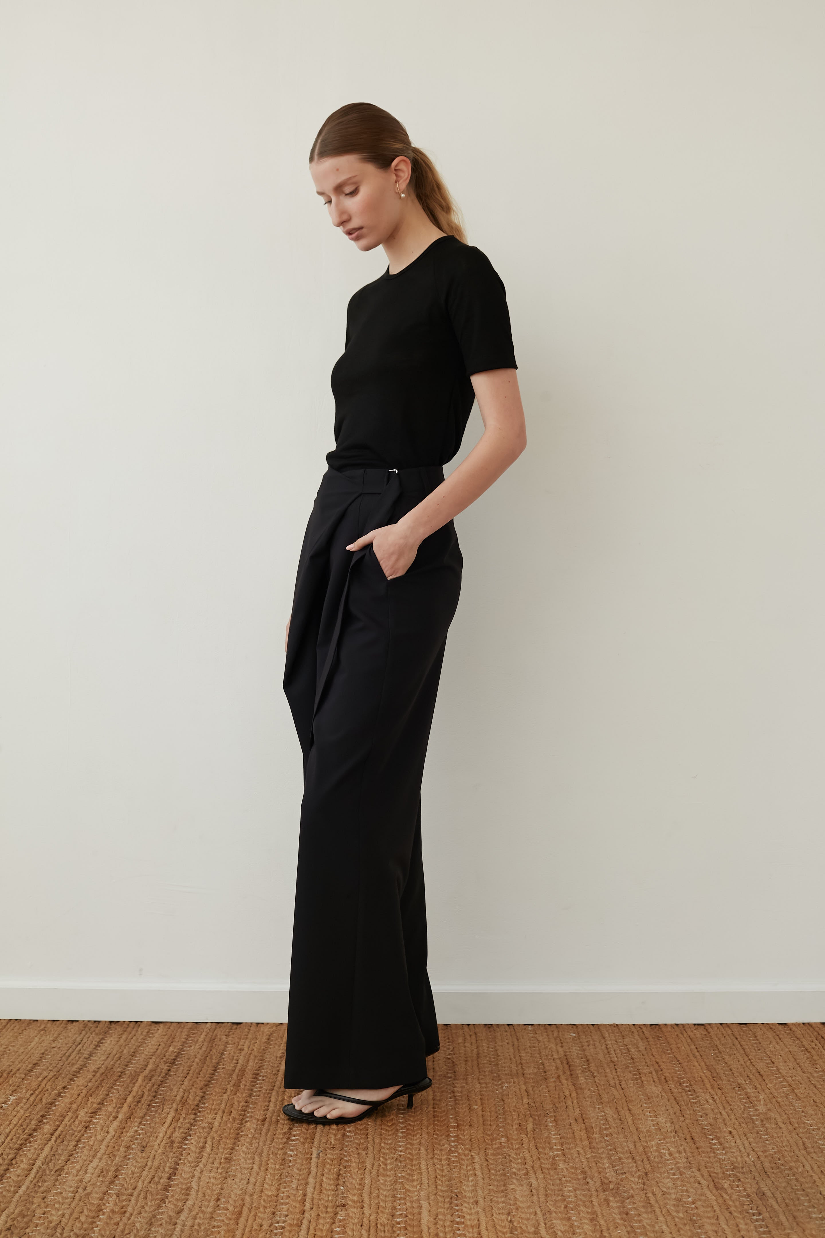 wrap pants black