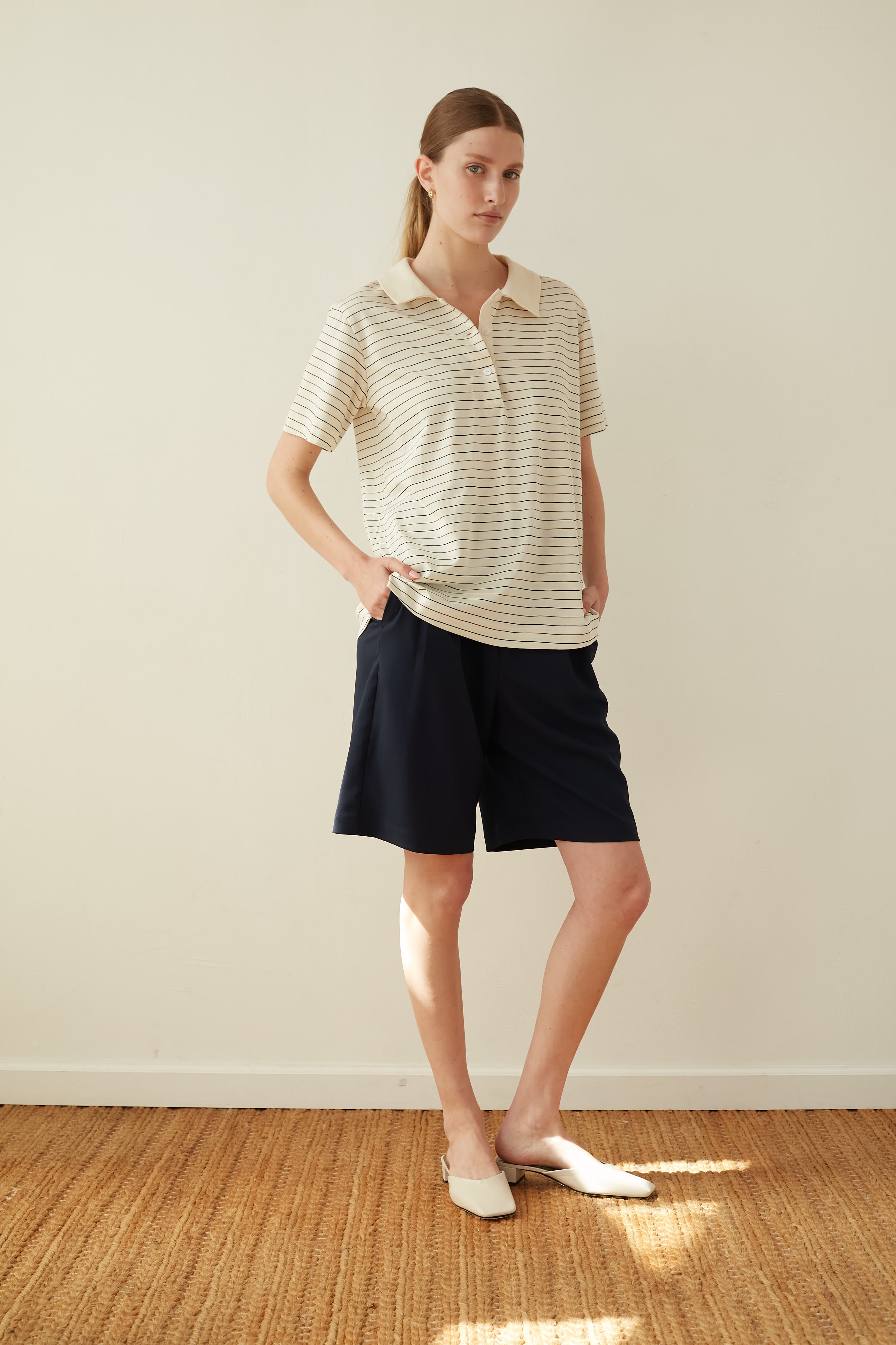 polo stripes t shirt cream