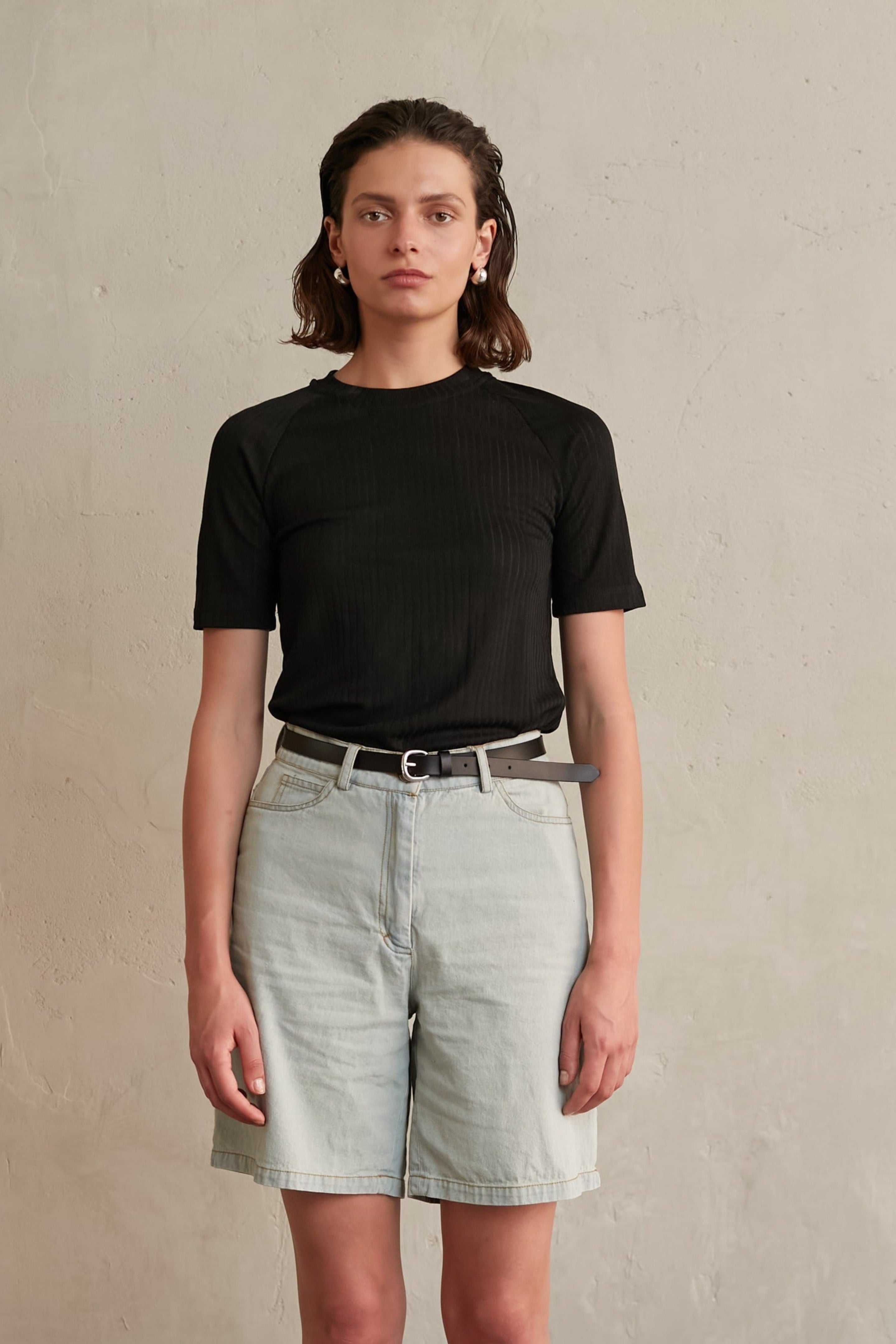 Rib soul top Black