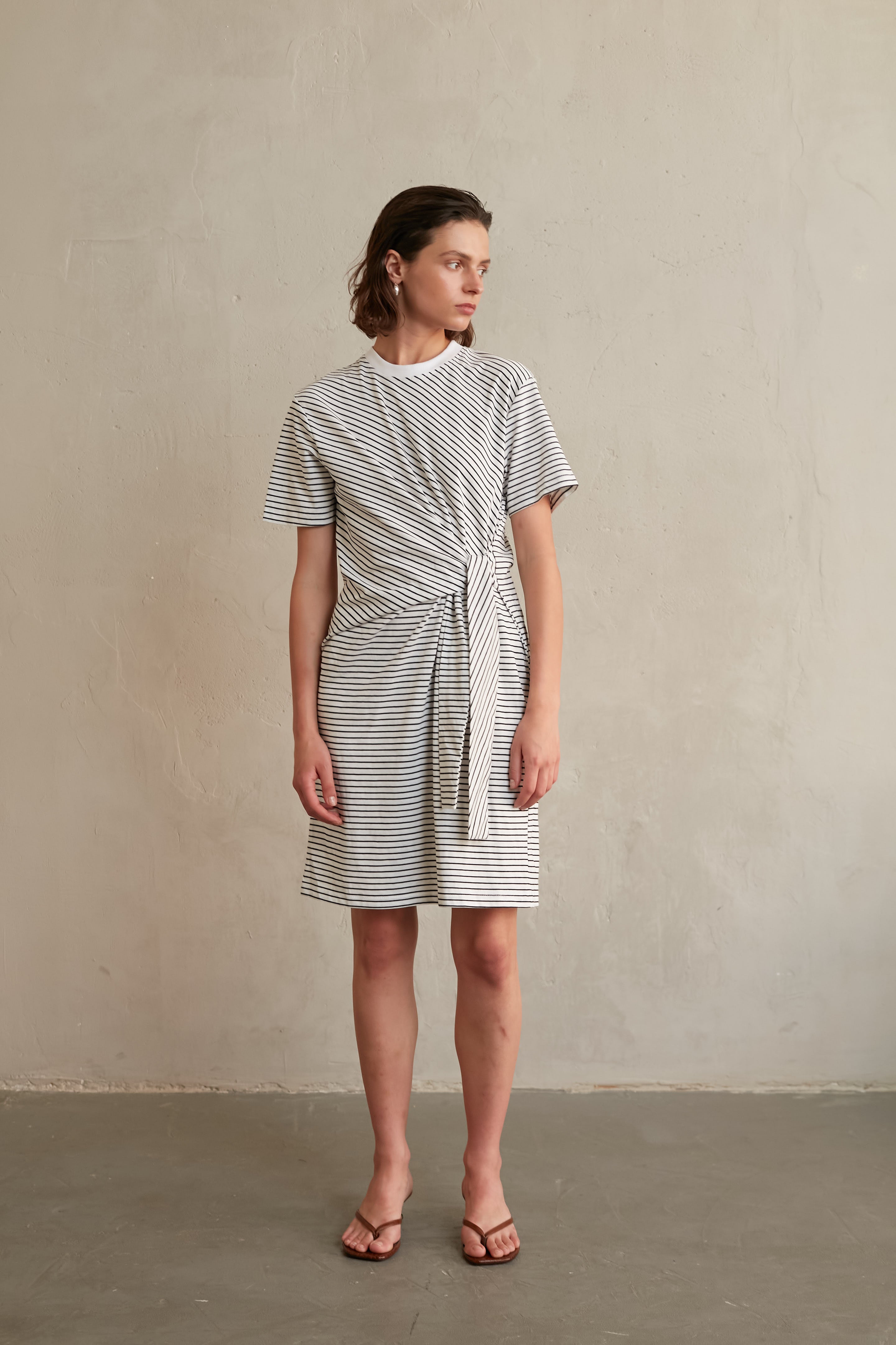 Tie t dress Stripes Black