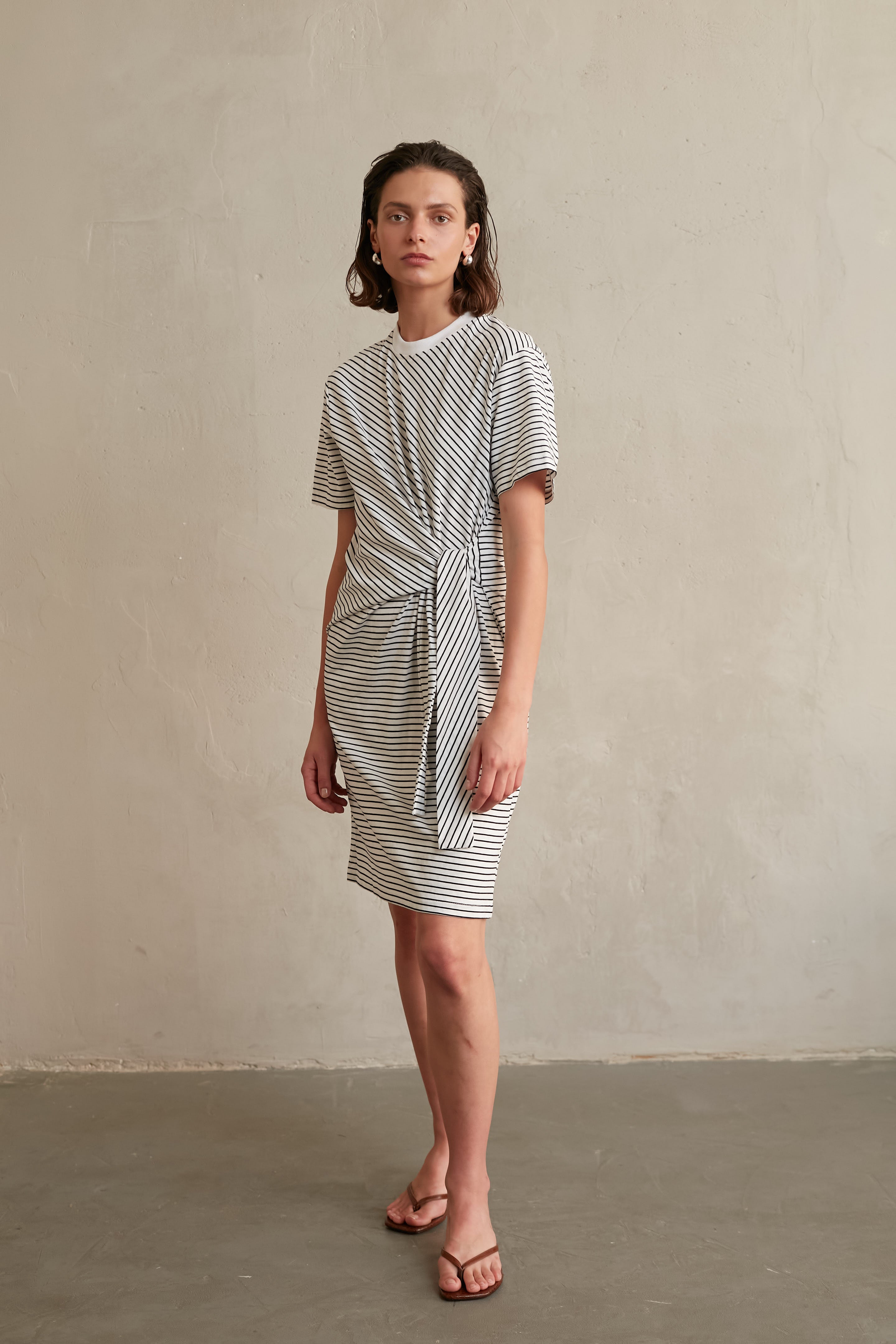 Tie t dress Stripes Black