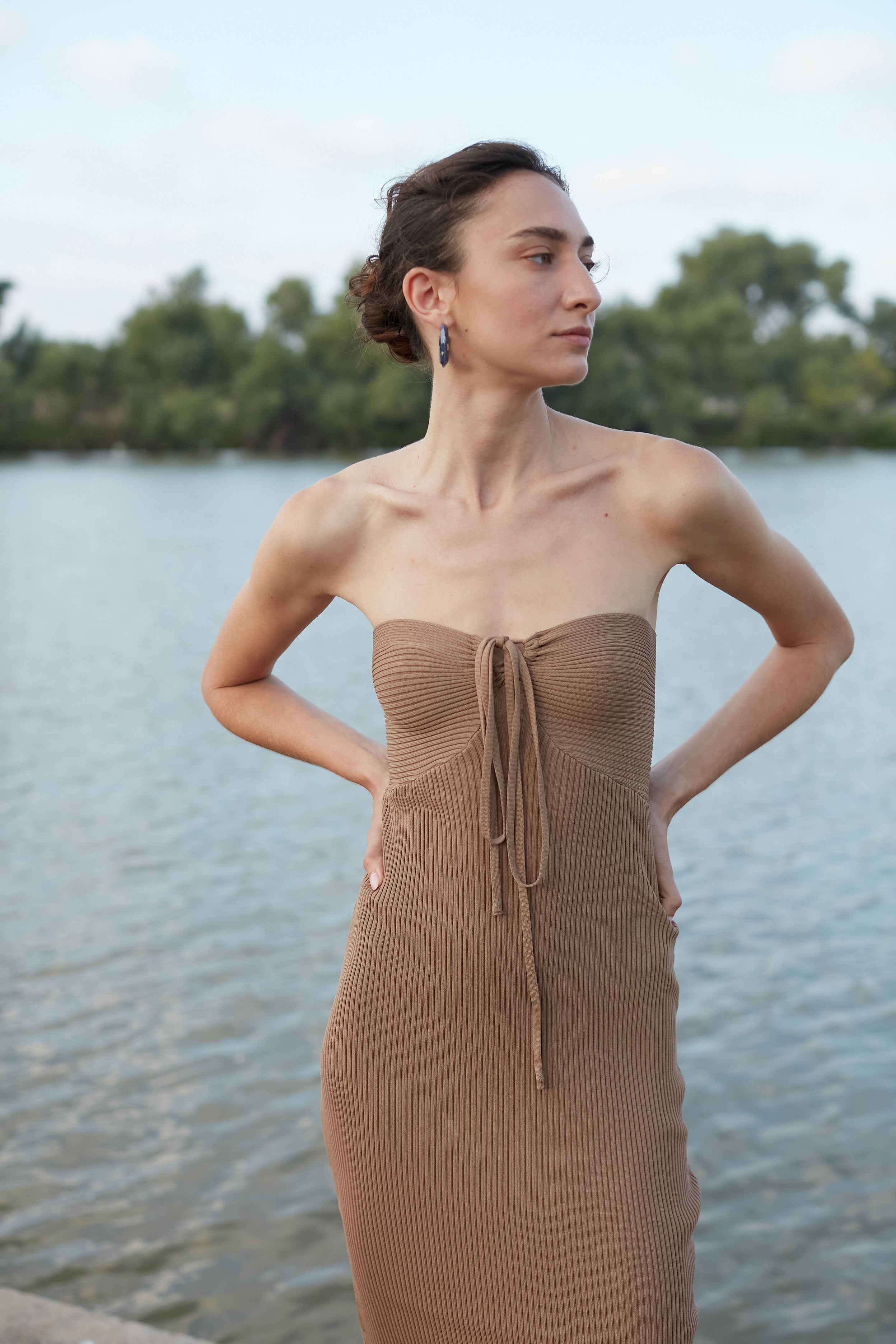 knit dress brown