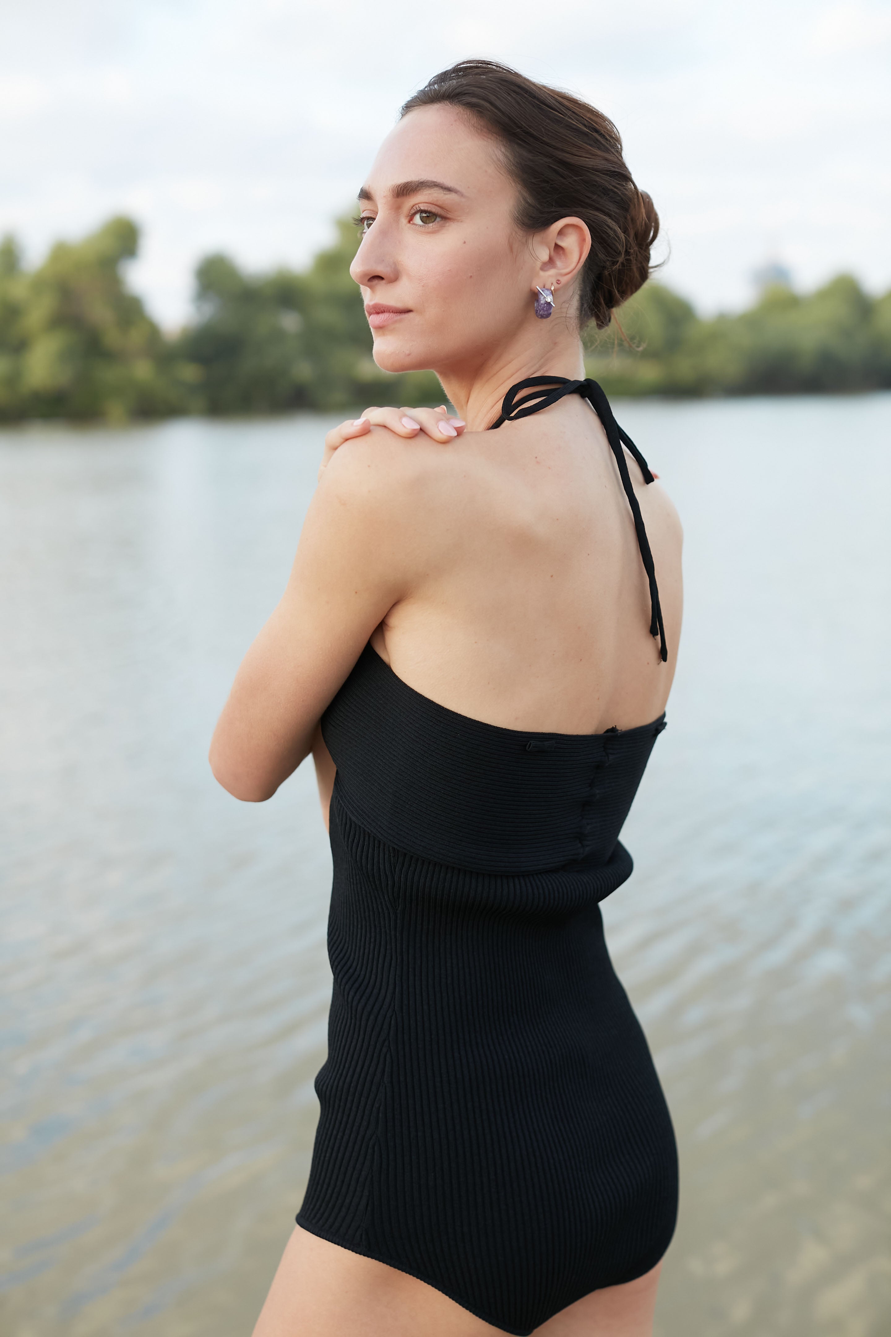 knit bodysuit black