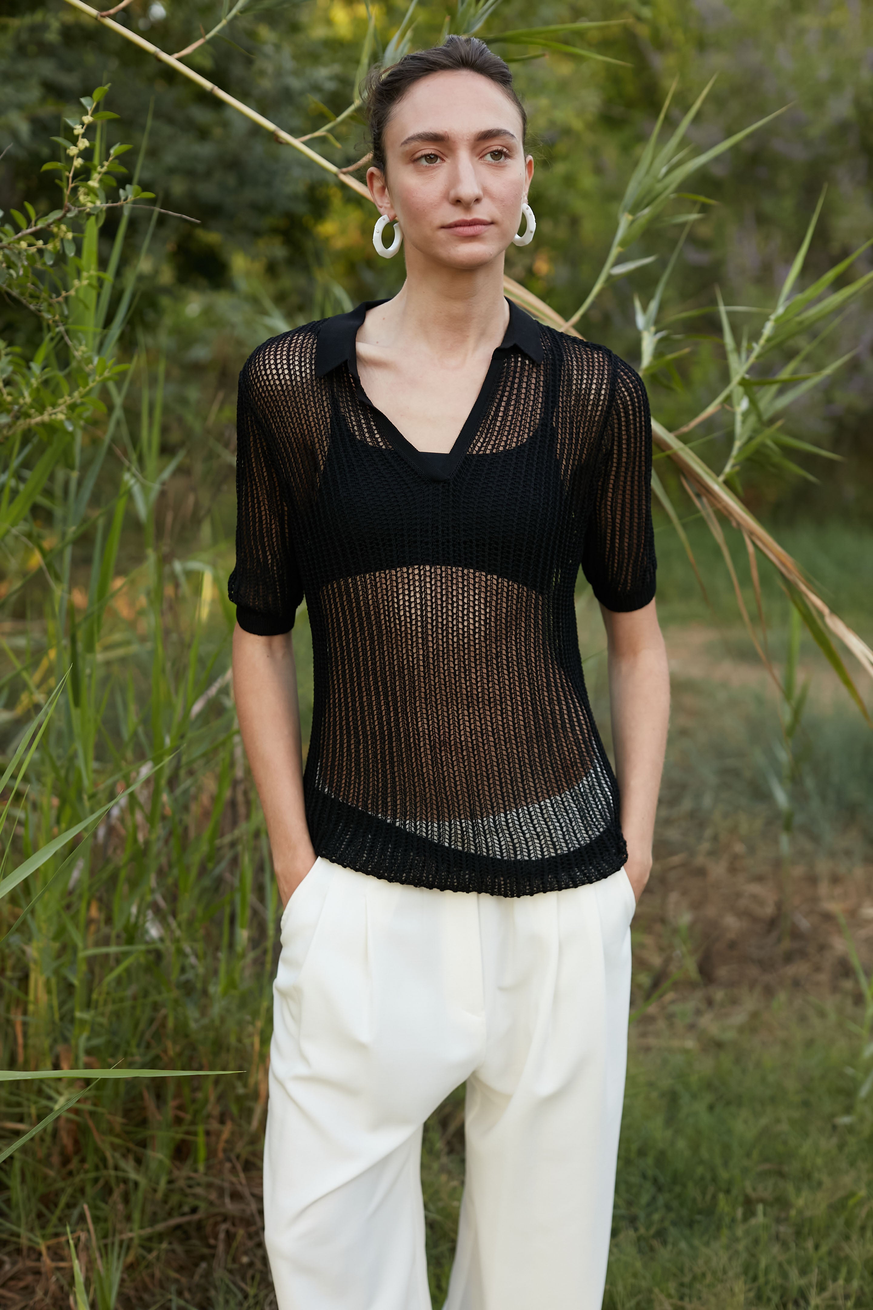 net knit top black