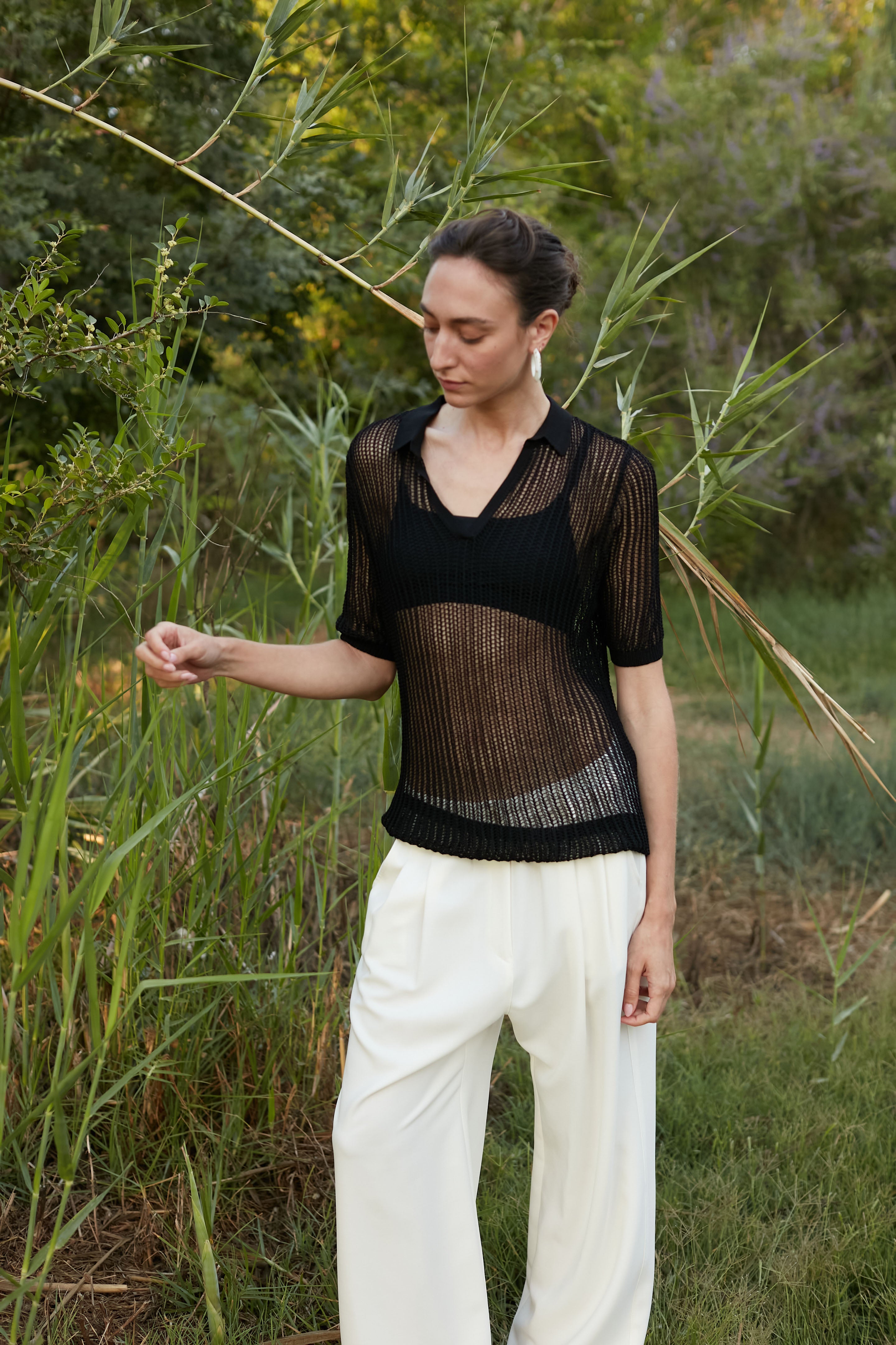 net knit top black