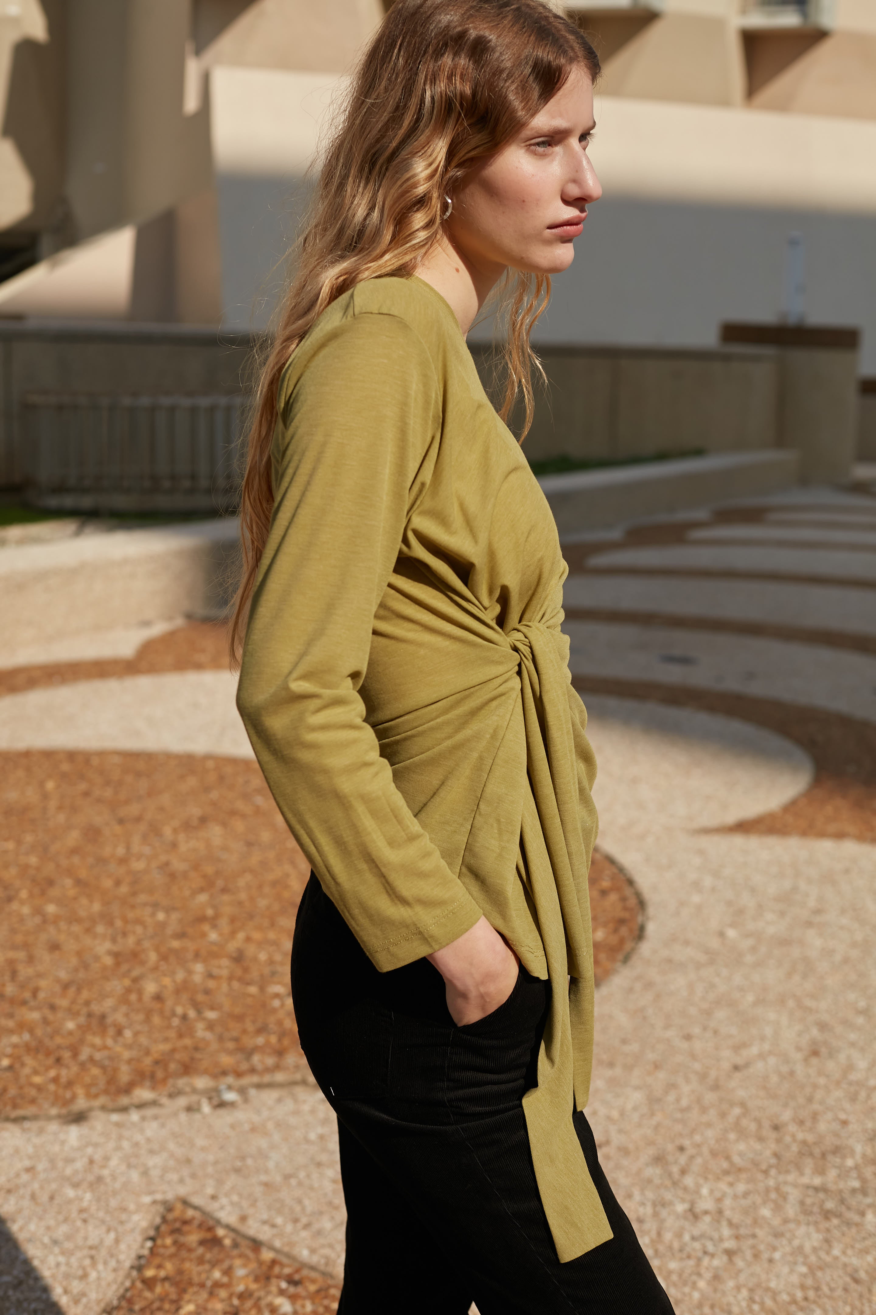Tie shirt long green