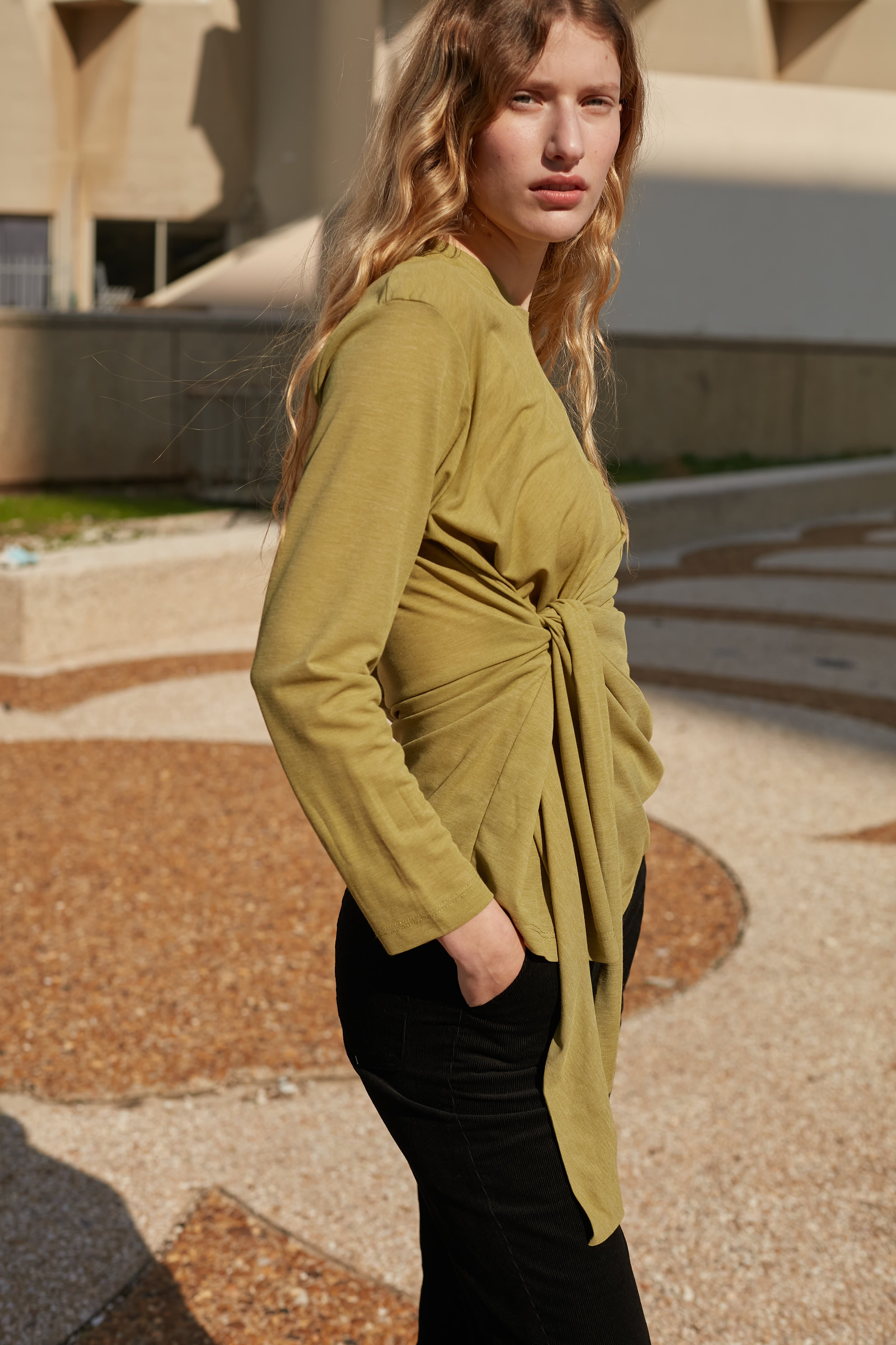 Tie shirt long green