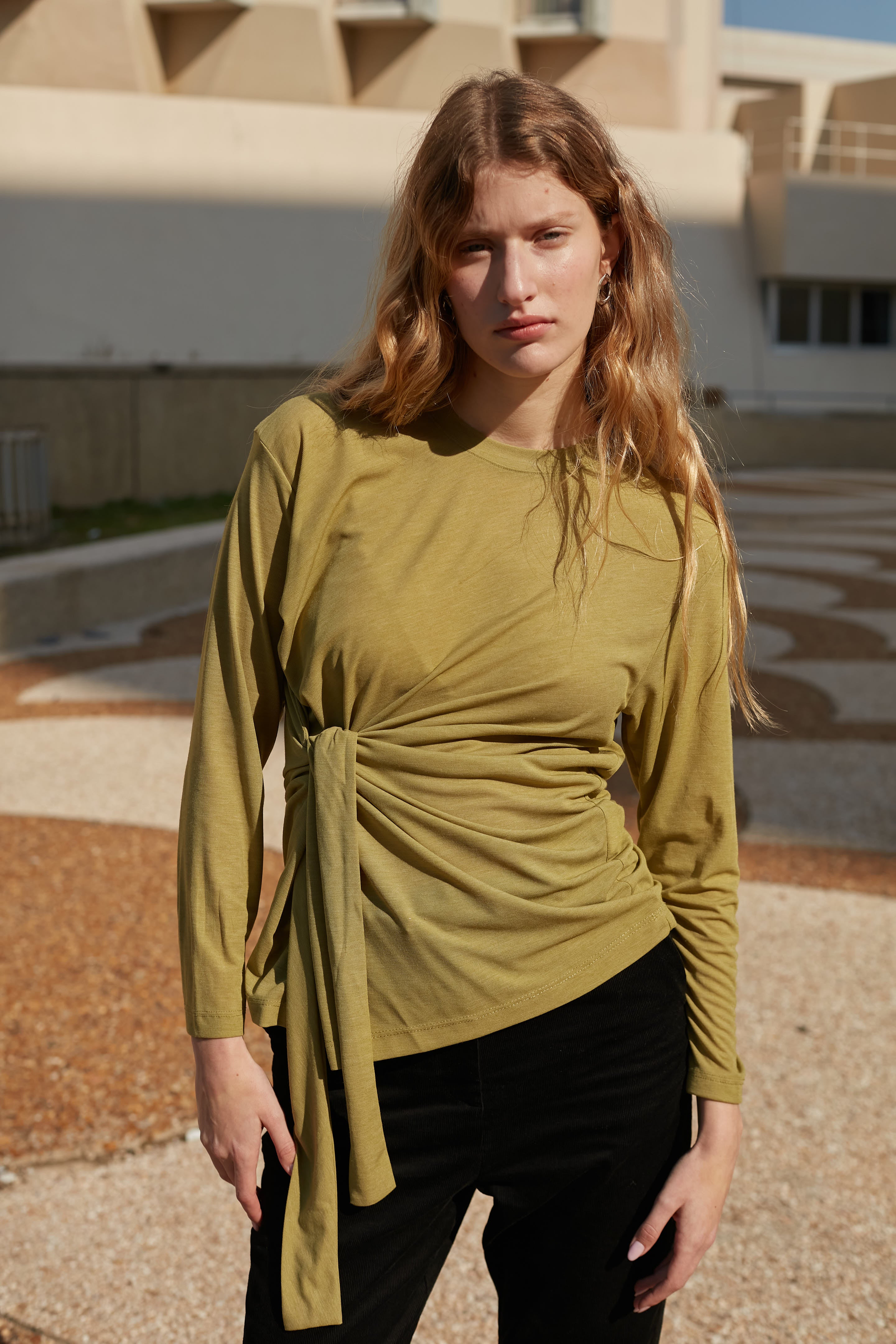 Tie shirt long green