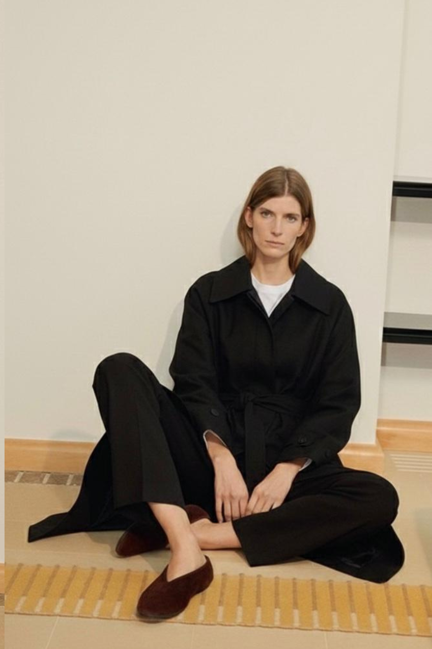 Wool trench coat Black