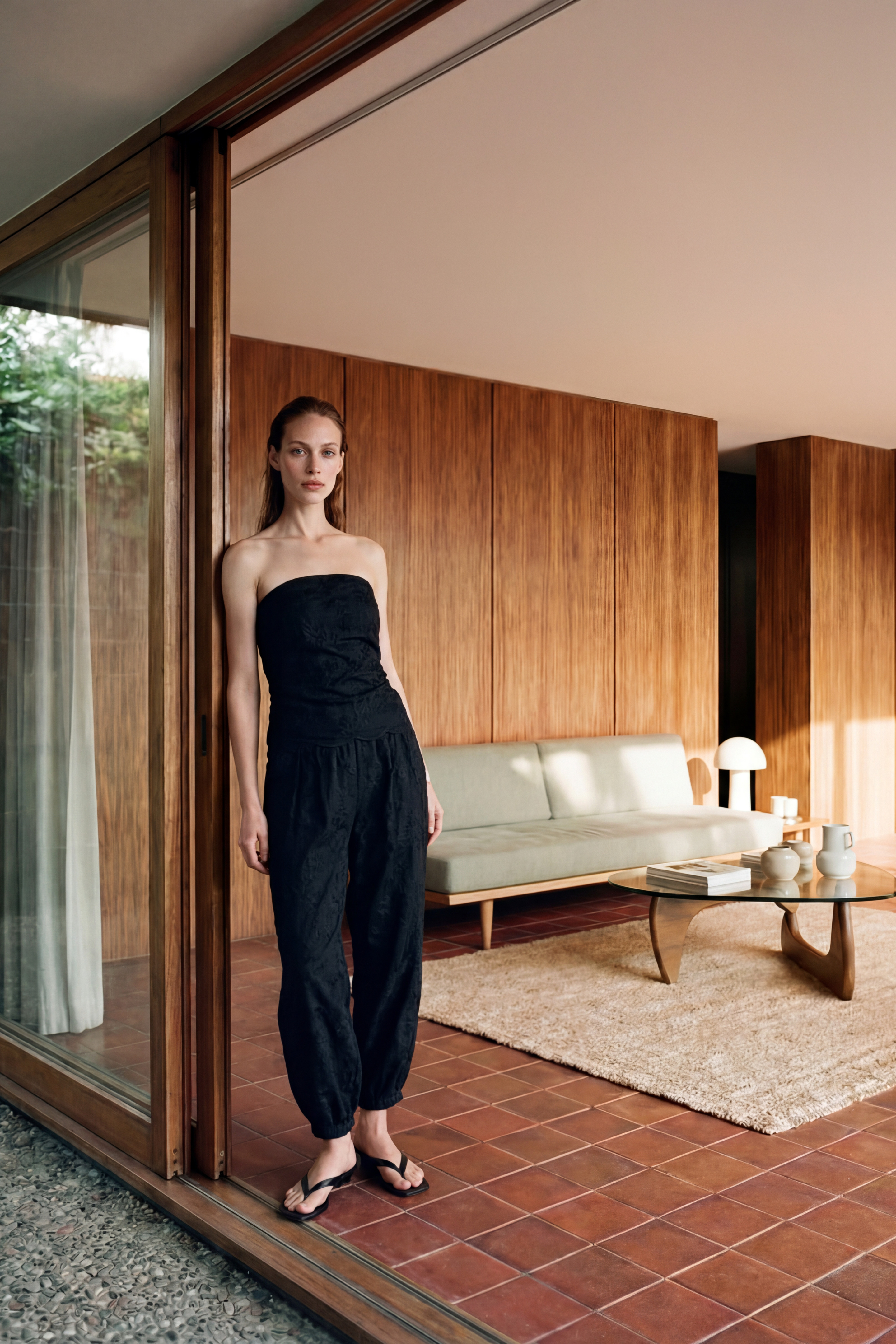 Embroidery Balloon Pants Black