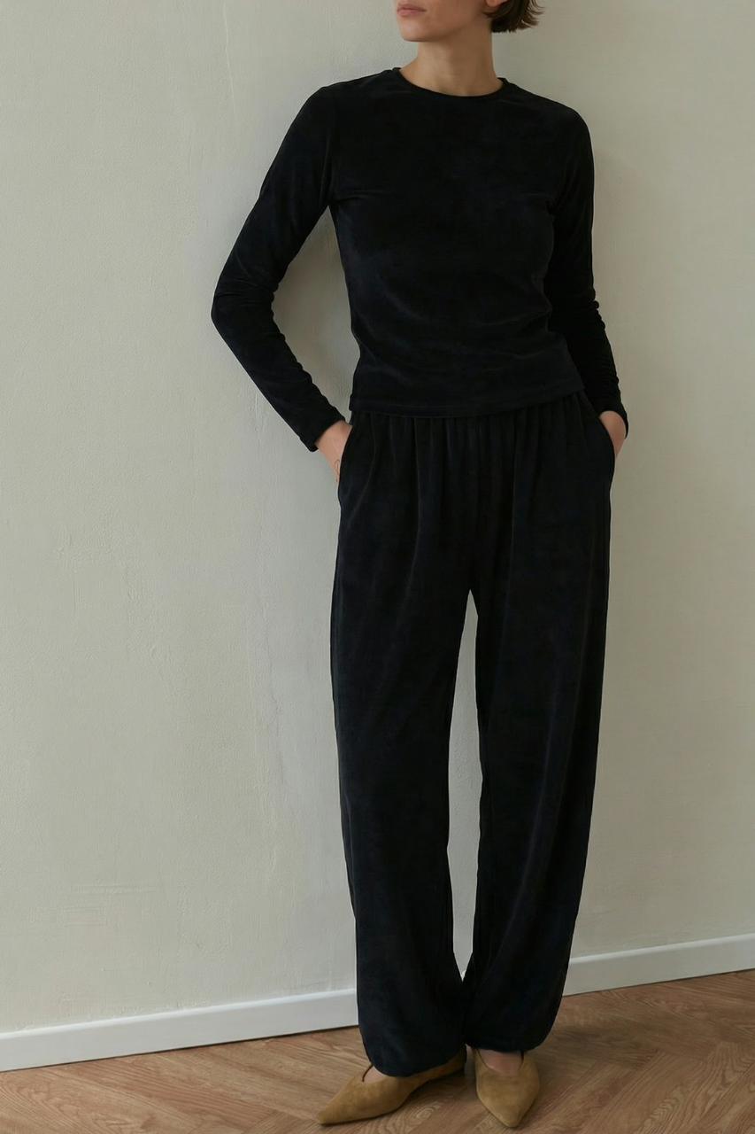 wide rib pants black