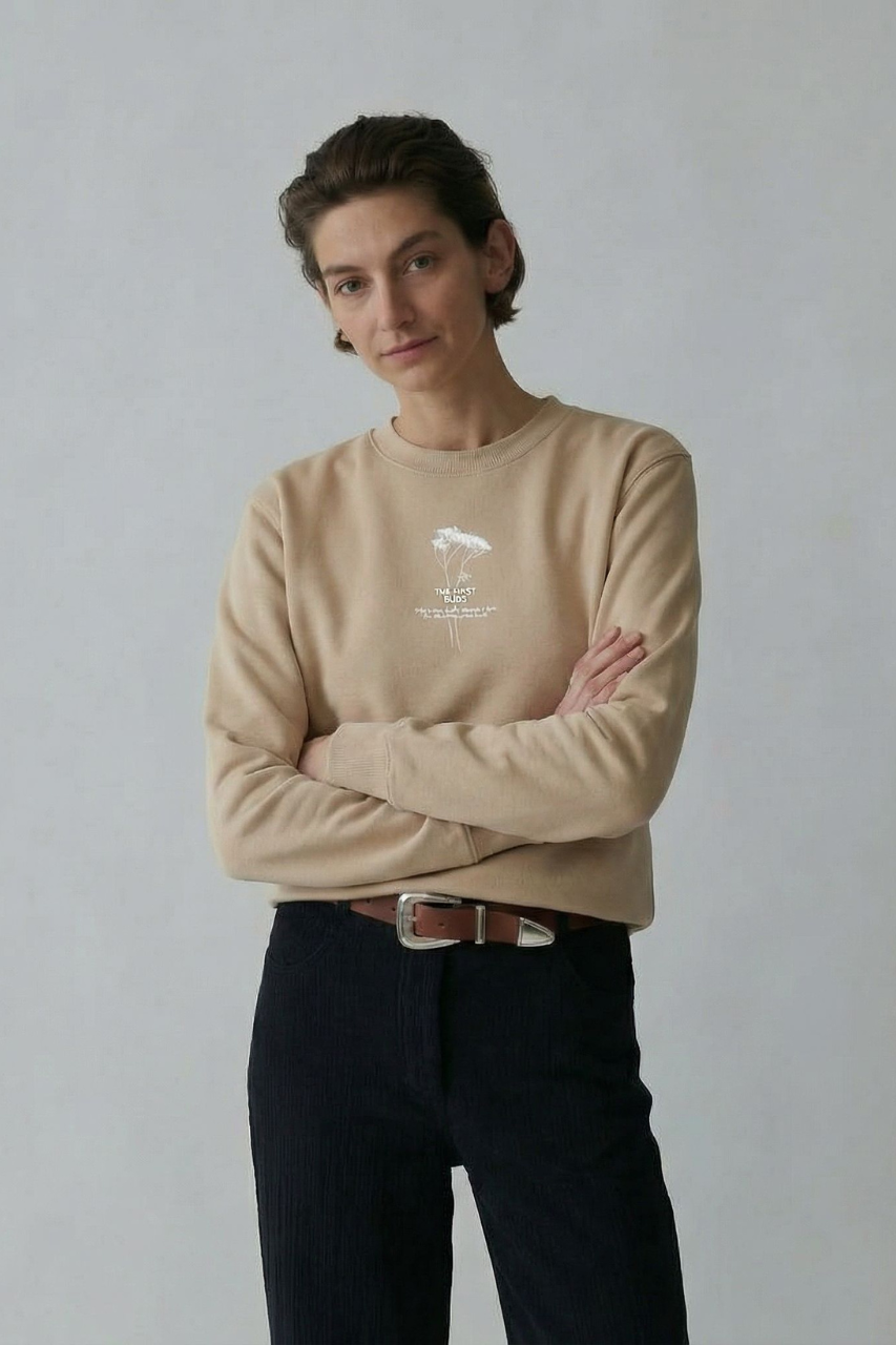 Printed sweatshirt beige