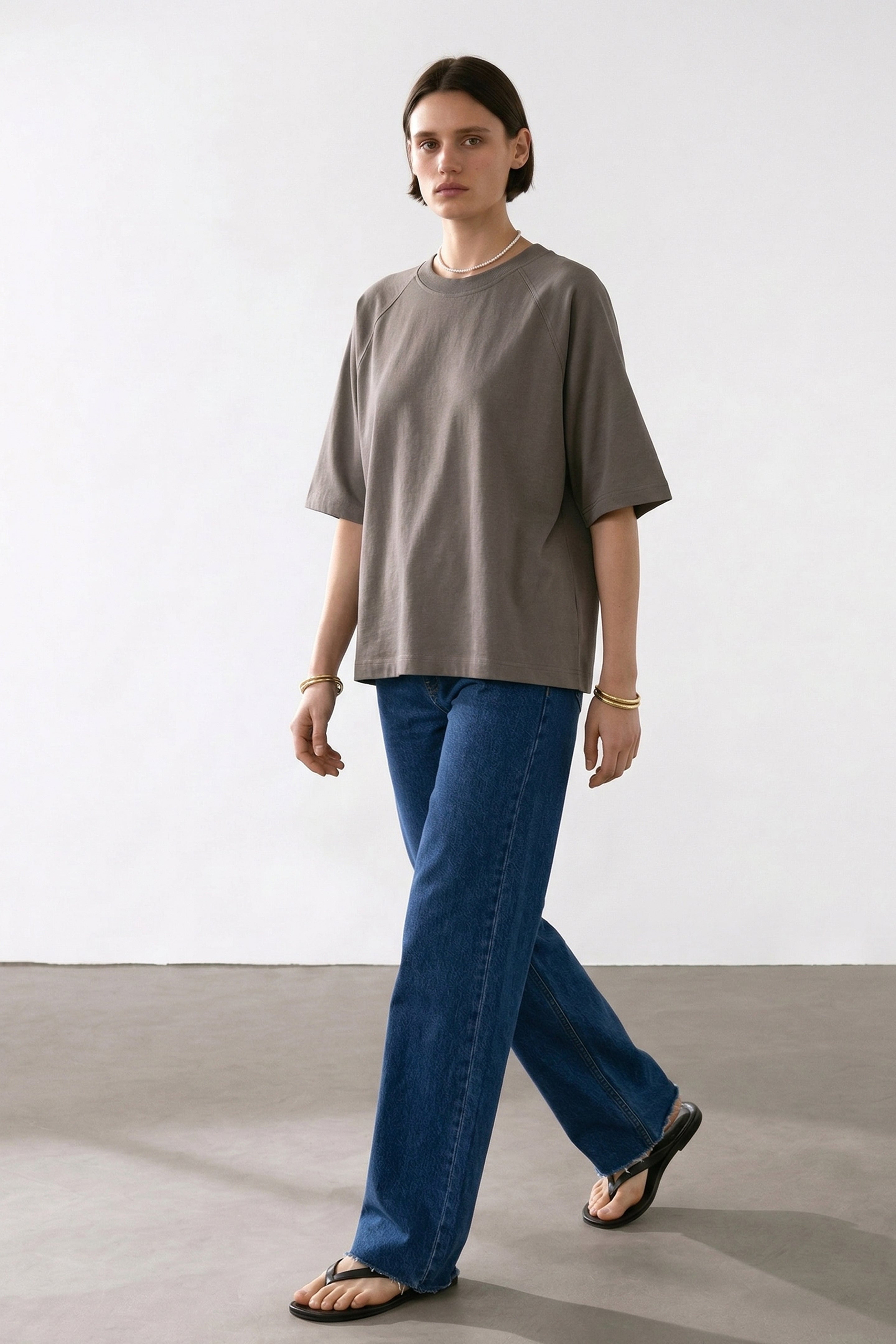 BOXY COTTON T gray