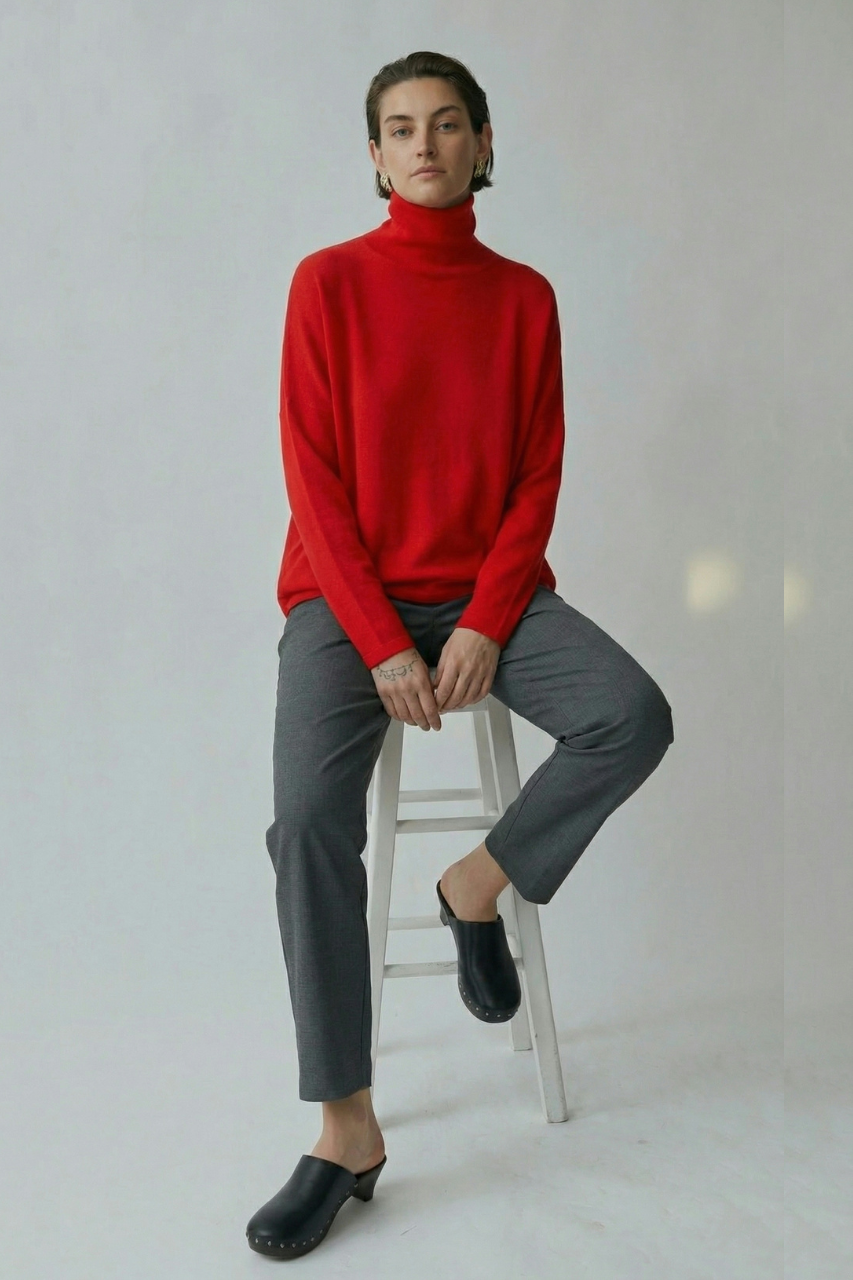 Cozy turtleneck top red