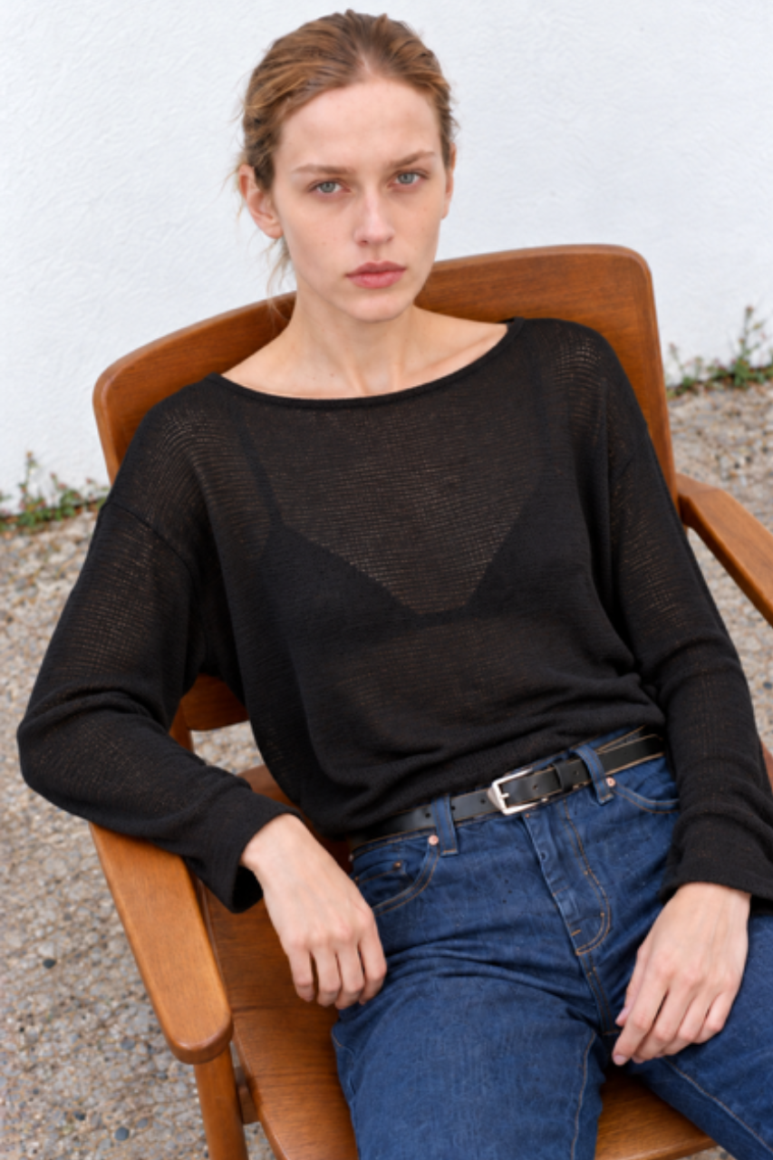 Knitted bateau top black