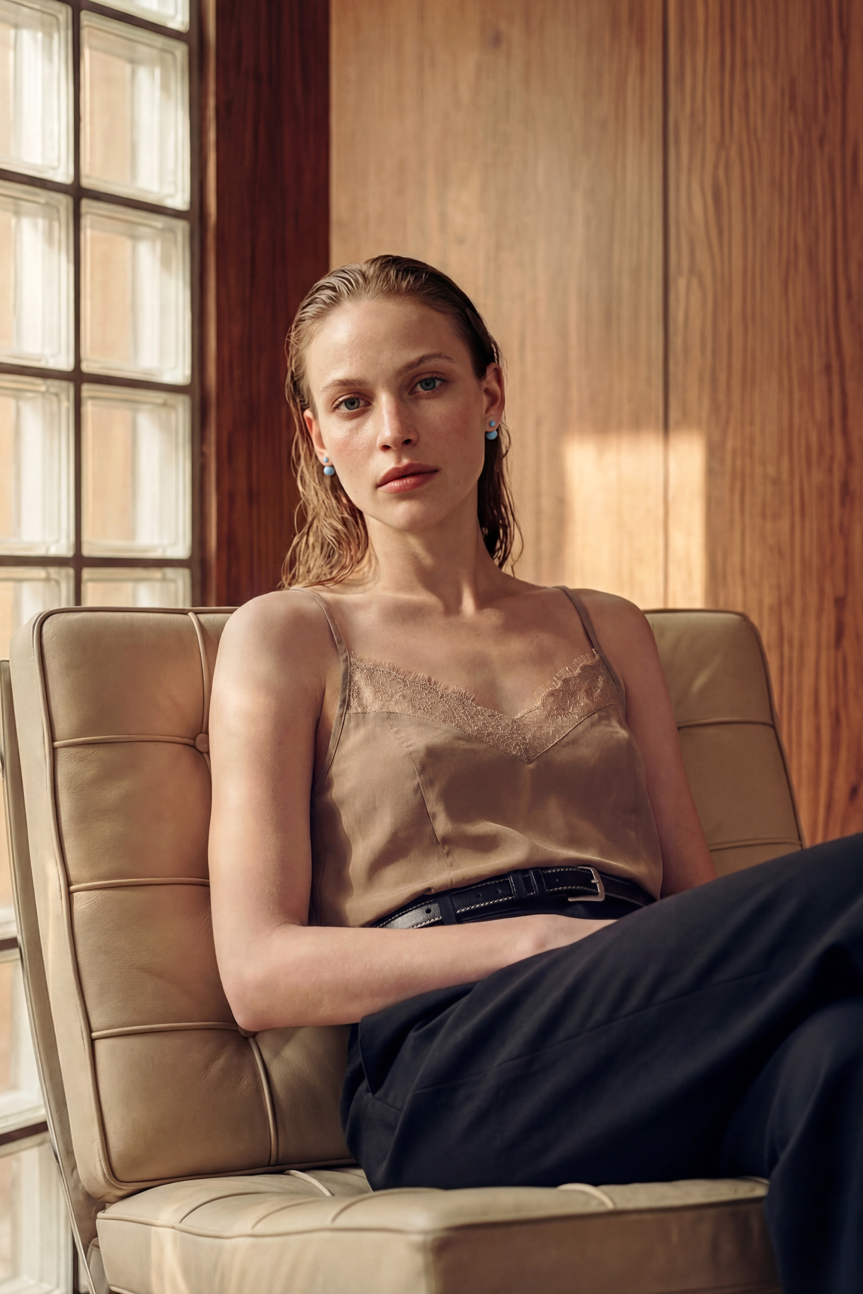 Lace Silk Cami Camel