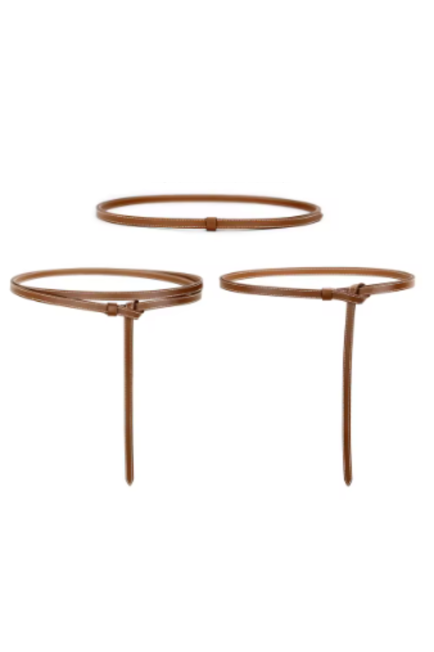 Double Loop leather belt camel