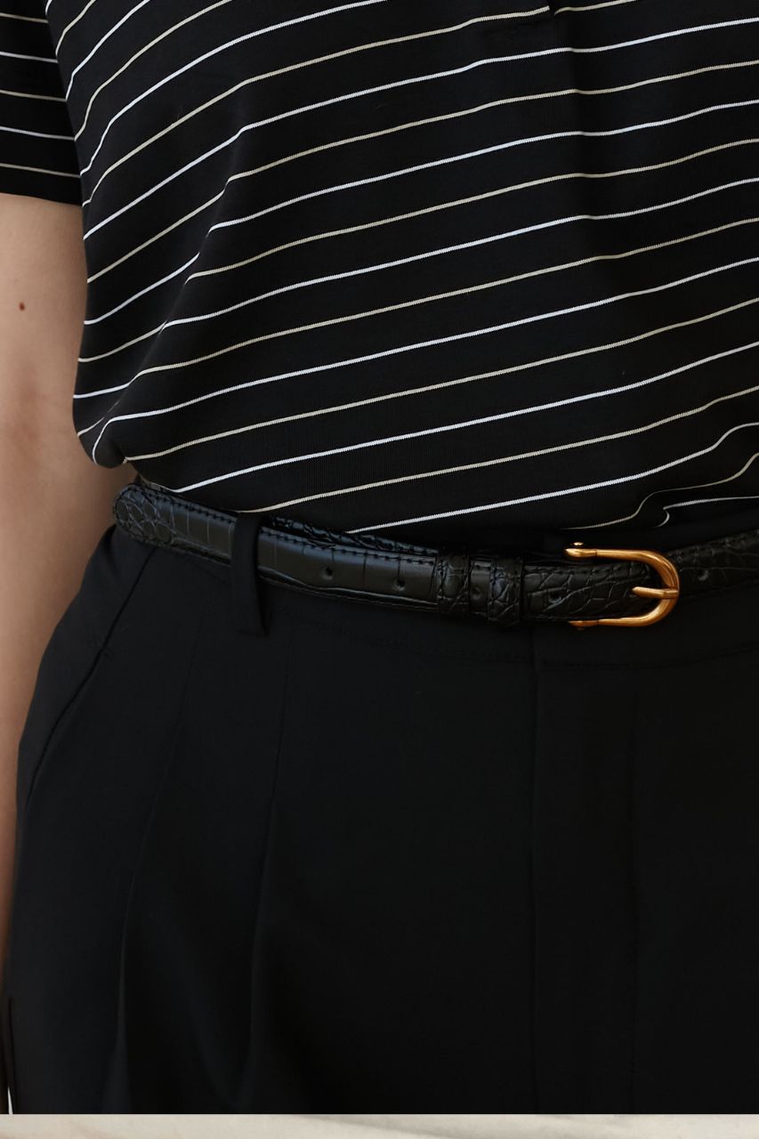 croco leather belt black