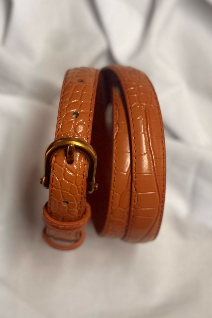 croco leather belt Camel