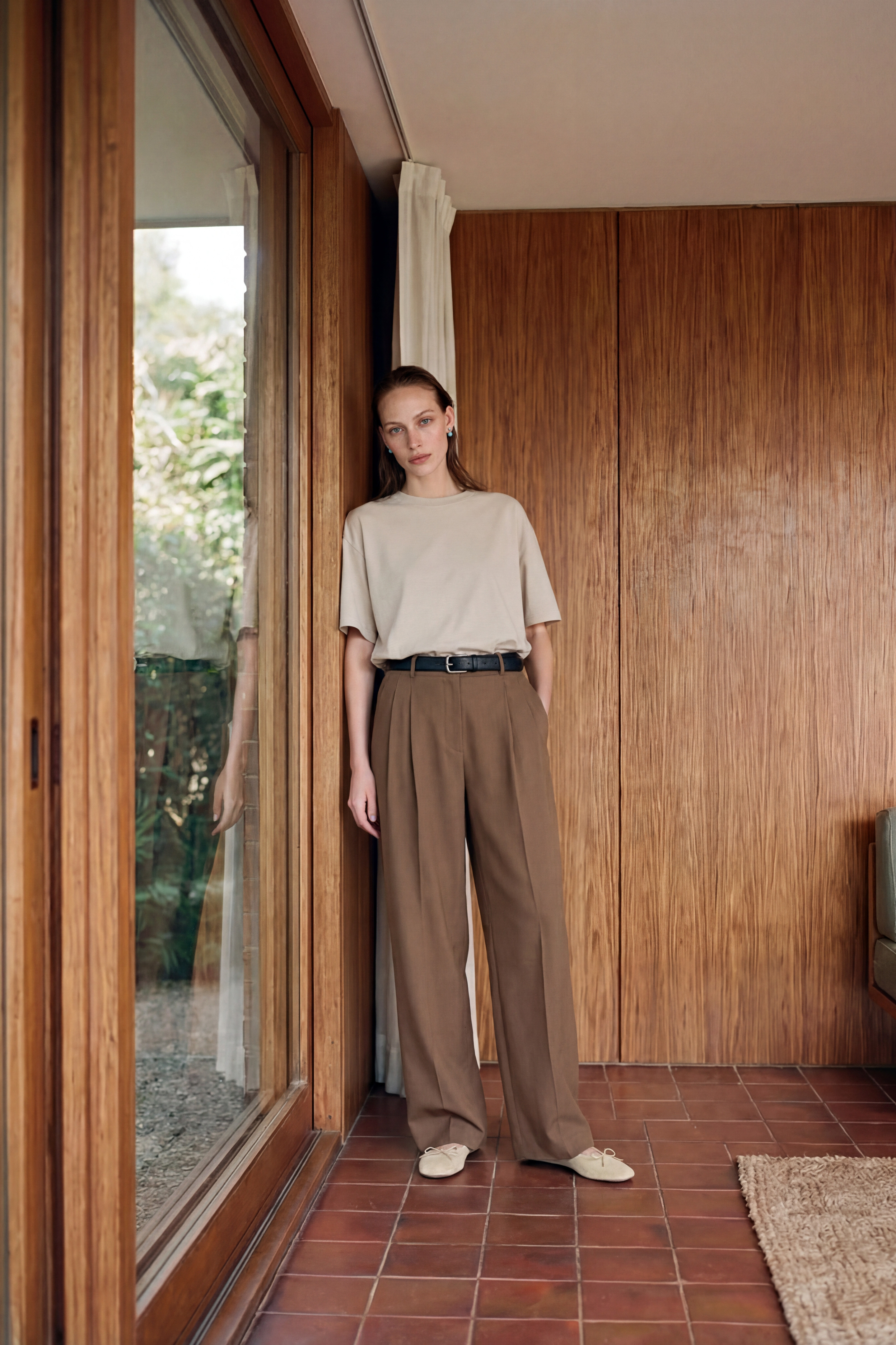Wide Bruno Silk Pants Camel
