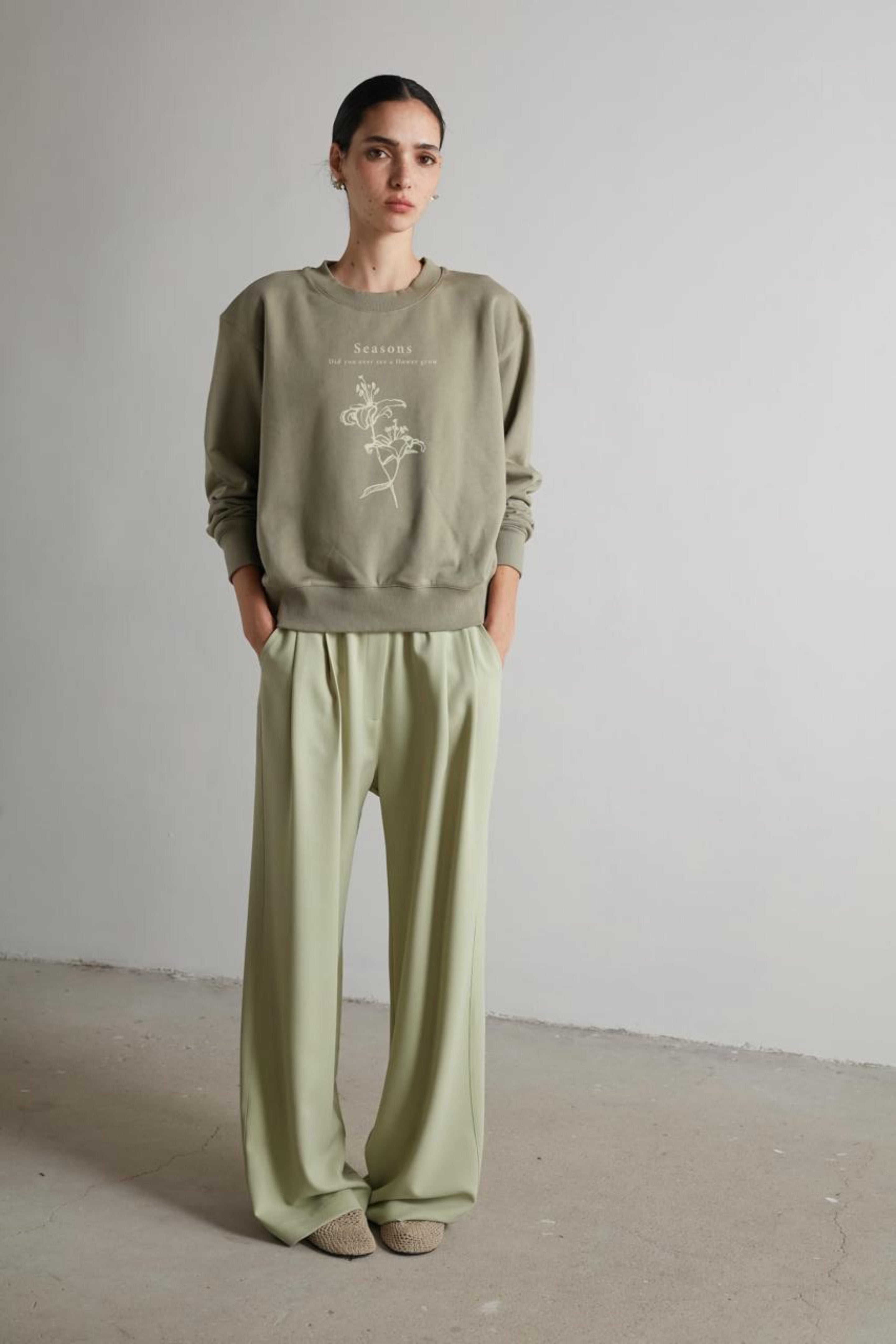 Printed sweatshirt Olive