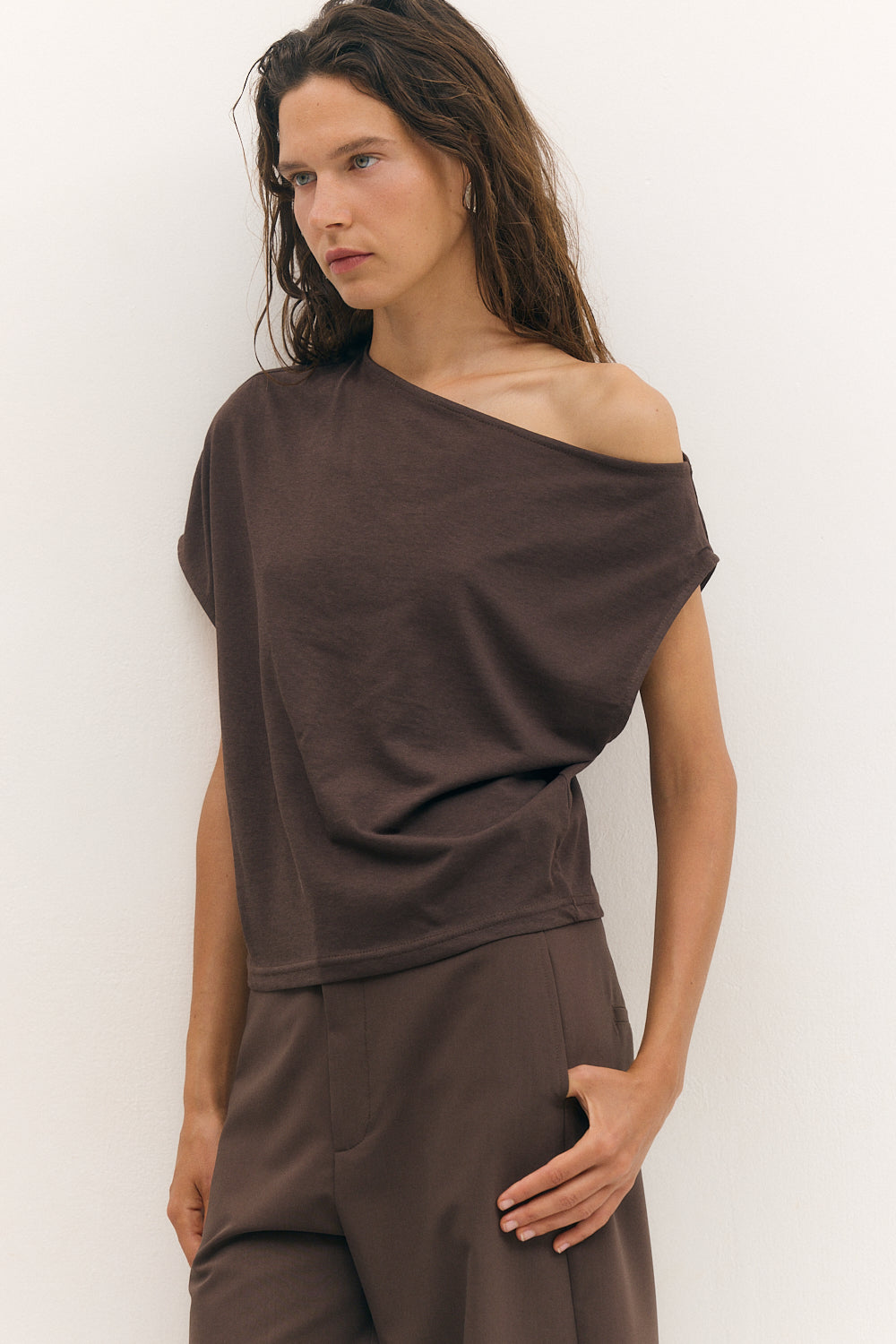 off shoulder top chocolate