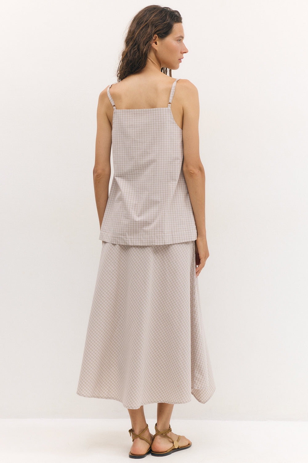 Asymmetric skirt Beige Plaid