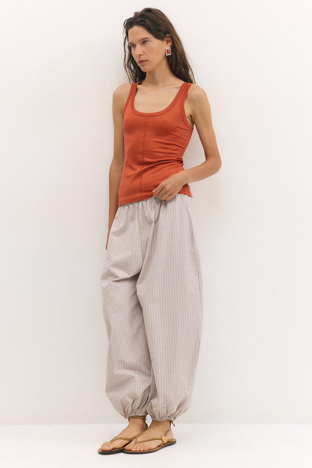 Balloon Pants Beige Plaid