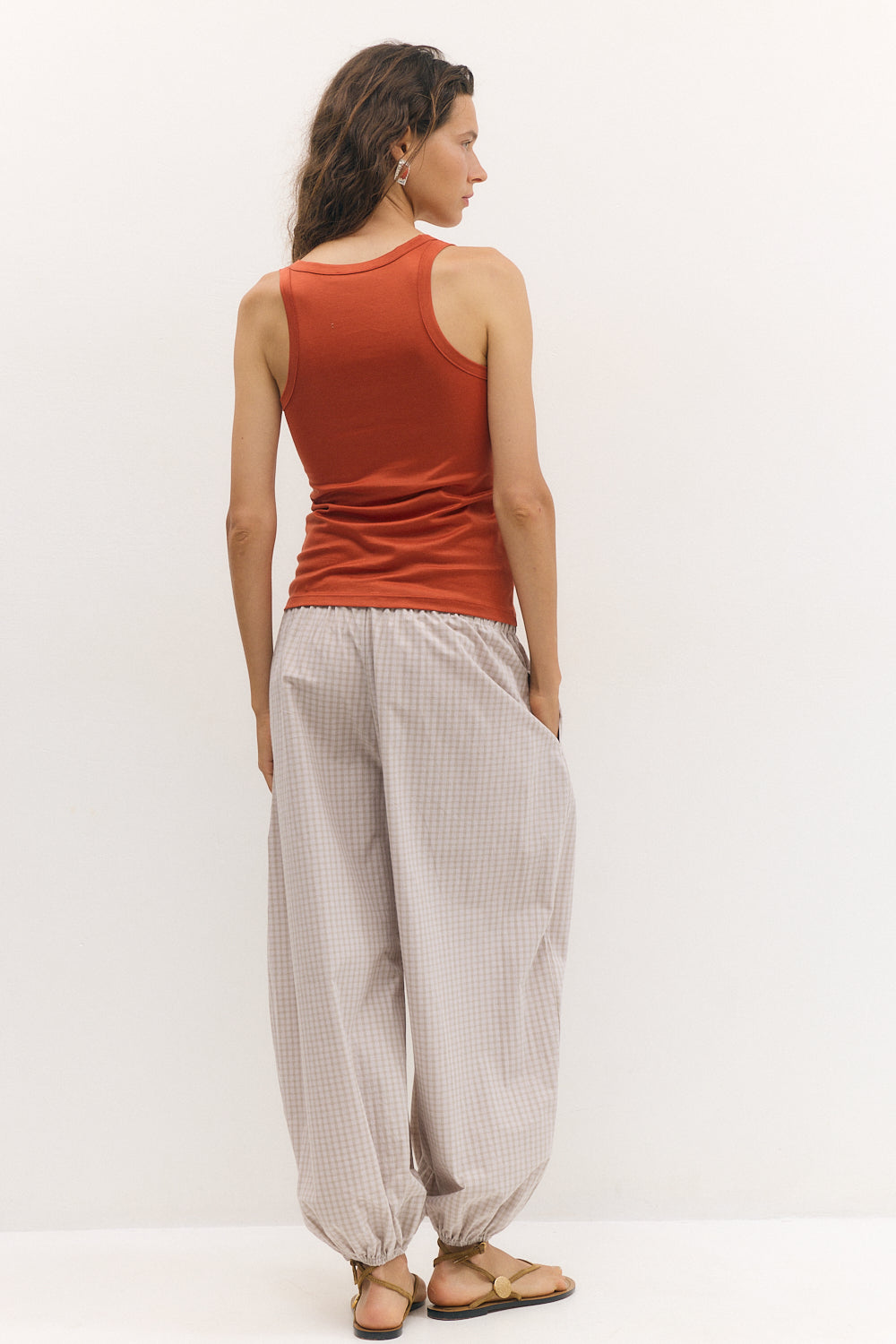 Balloon Pants Beige Plaid