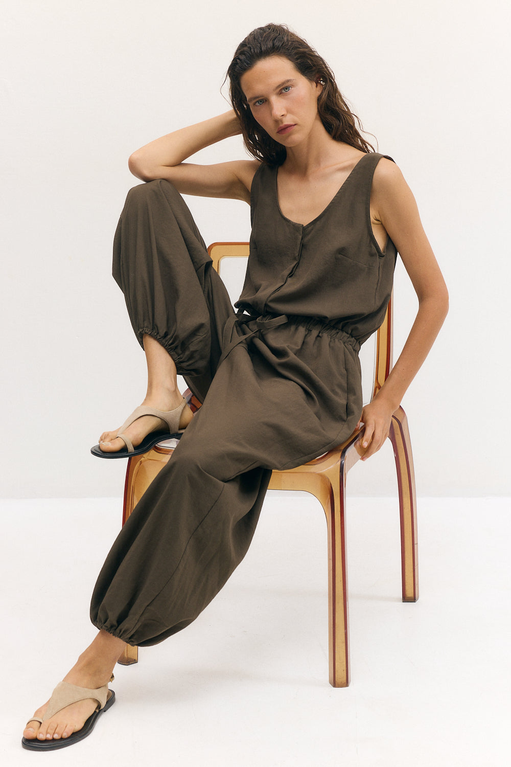 Balloon jumpsuit chocolate