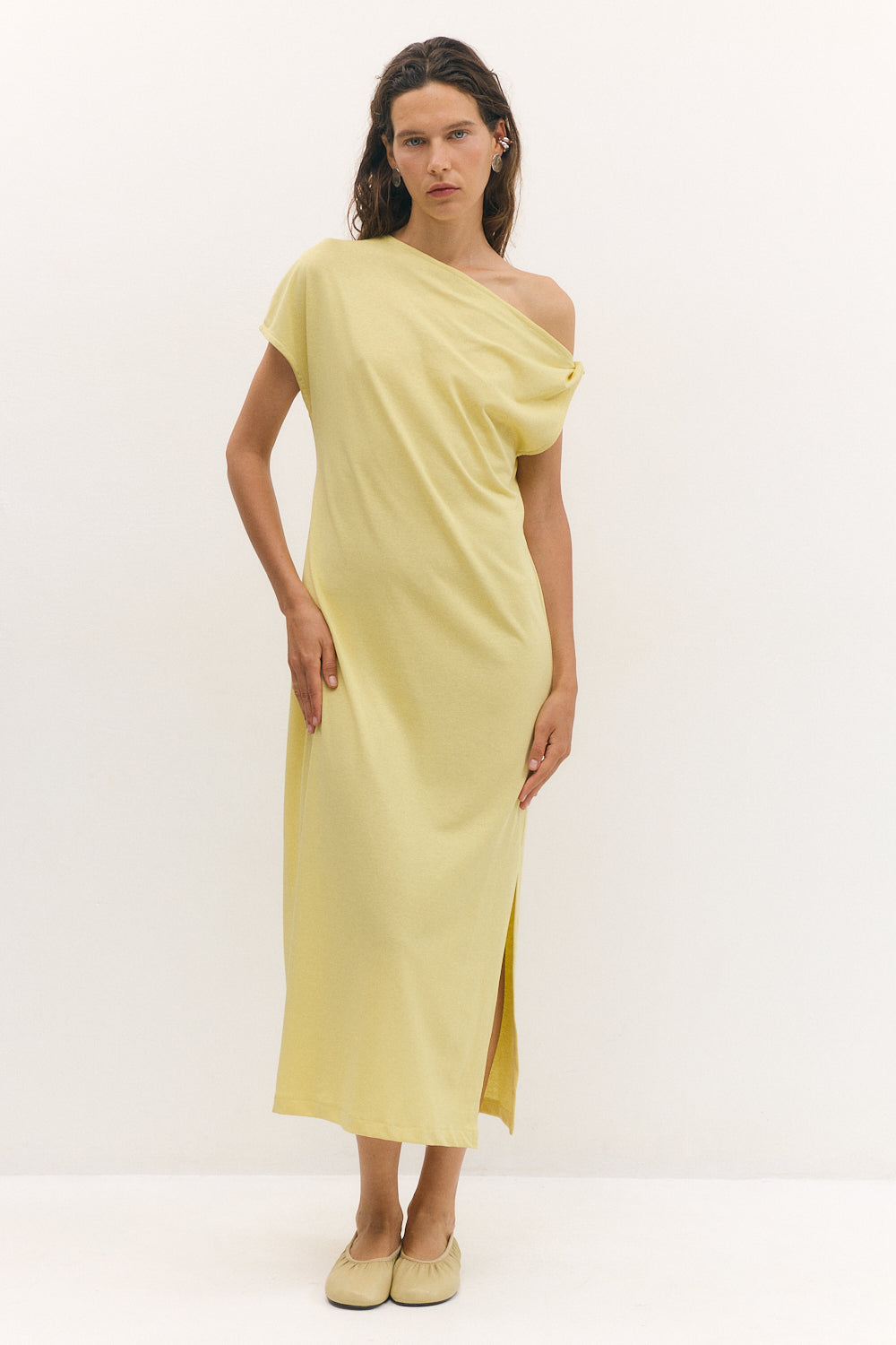 off shoulder dress yellow