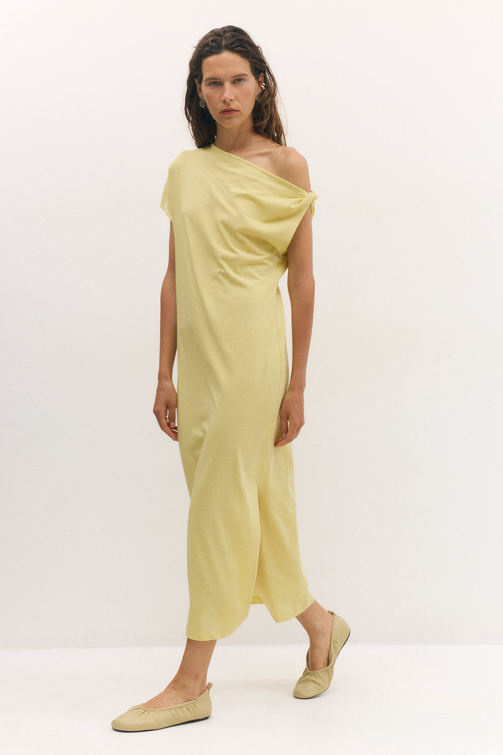 off shoulder dress yellow