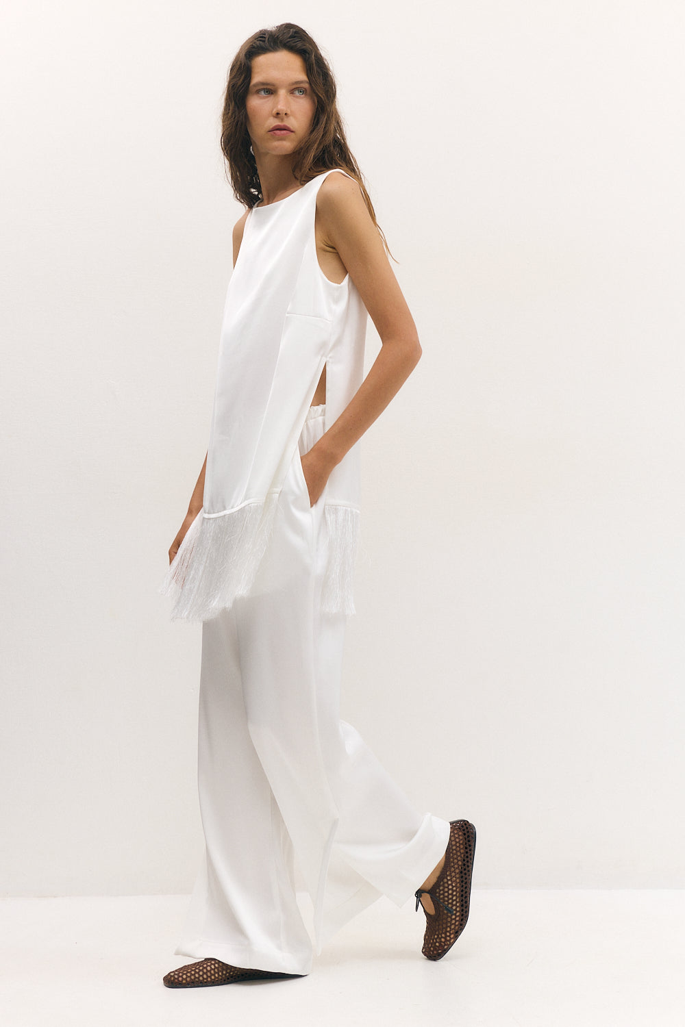 at ease Satin pants white
