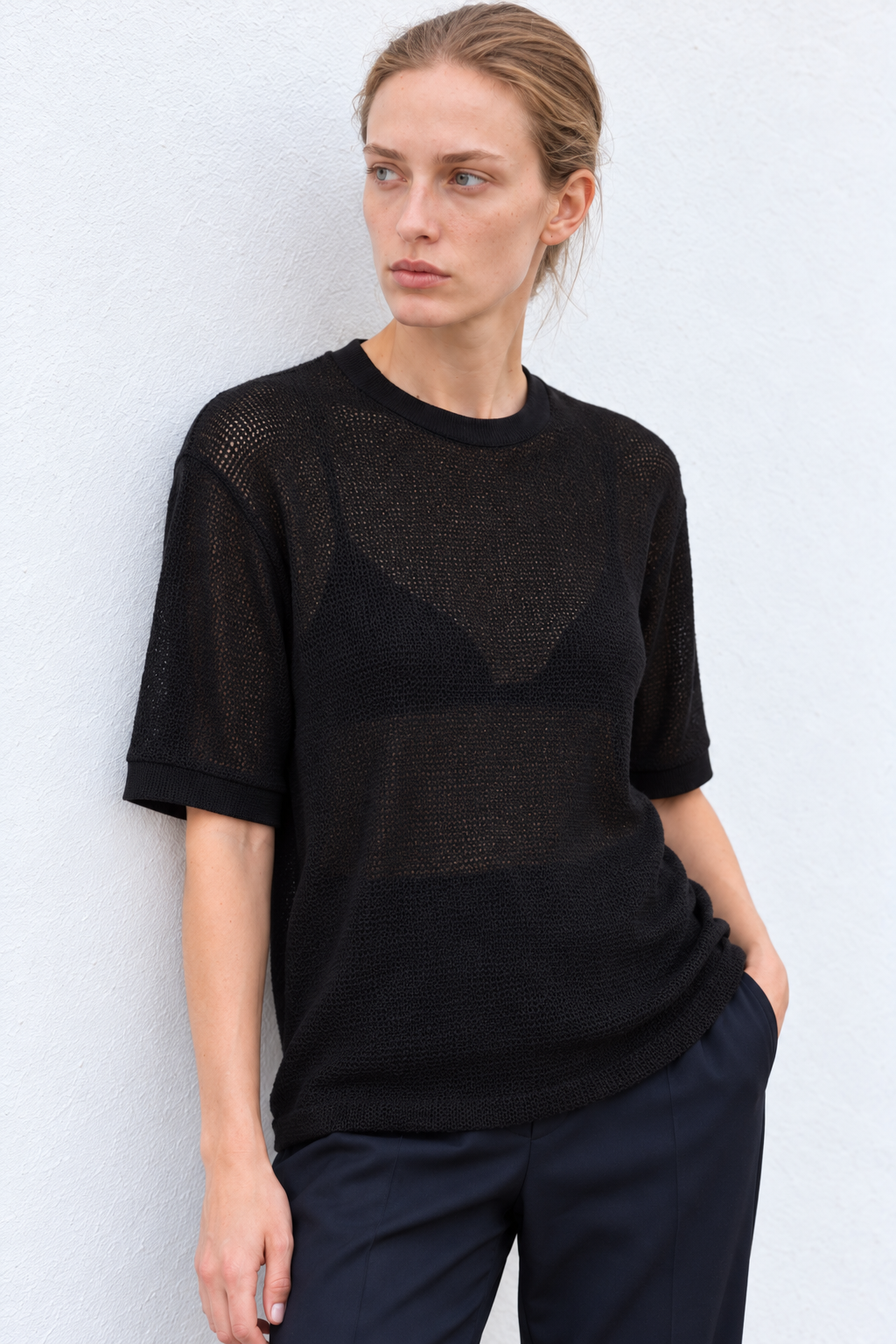 knit t shirt black